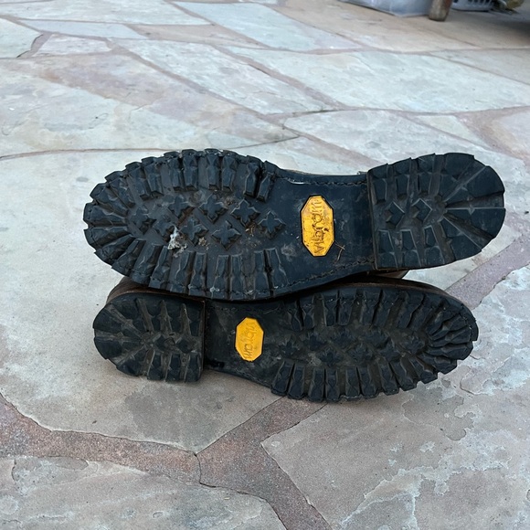 VTG Men Frye Logger Boot Size 9.5 Brown Leather Lace Up Vibram Lug Sole Work USA - Picture 3 of 8